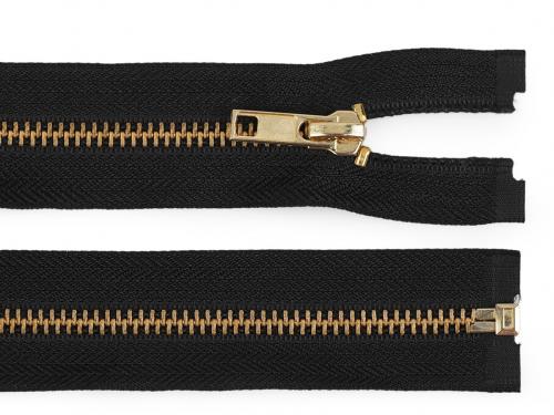 Kovový / mosazný zip šíře 6 mm délka 90 cm, barva 322 černá