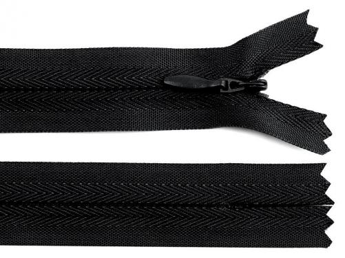 Zip skrytý nedělitelný 3 mm délka 45 cm, barva 322 černá
