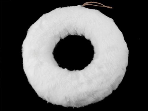 Věnec s umělou kožešinou k dotvoření Ø28 cm, barva bílá