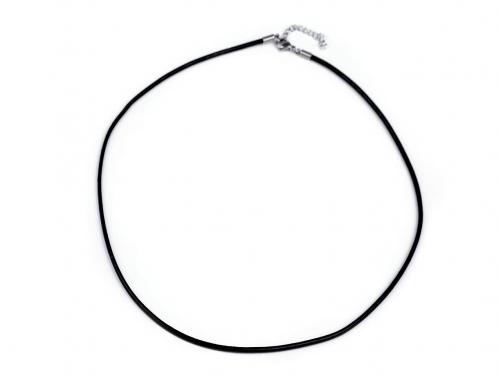 Kožená šňůrka s karabinkou z nerezové oceli délka 50 cm, barva černá