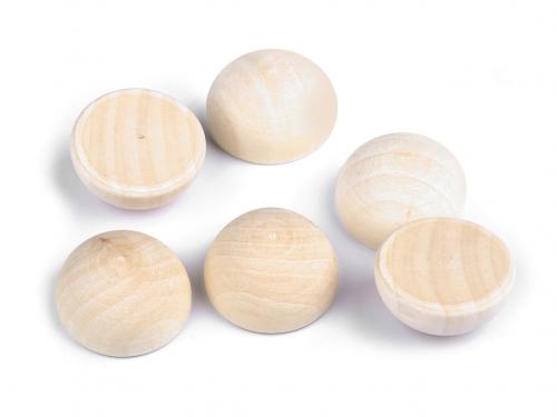 Dřevěné polokoule bez dírek Ø30 mm, barva přírodní sv.