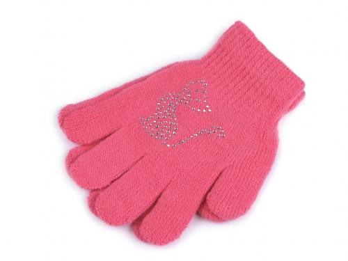 Dětské rukavice s kamínky, barva 5 pink