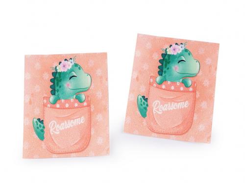 Nažehlovačka zvířátka 8x10 cm, barva 2 růžová stř. dinosaurus