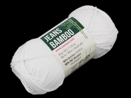 Pletací příze Jeans Bamboo 50 g, barva 1 (101) bílá
