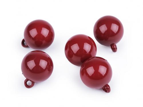 Plastové kuličky s ouškem / rolničky dekorační / korálky Ø16 mm, barva 3 bordó sv.