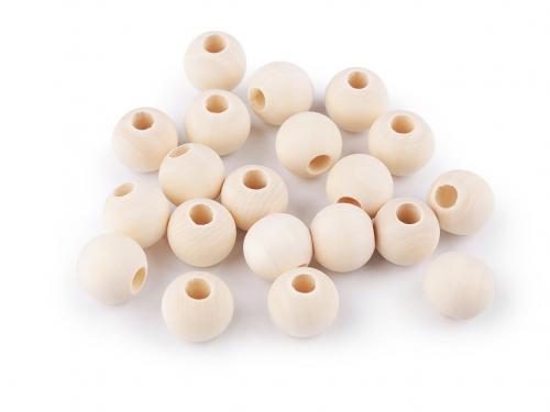 Dřevěné korálky nelakované Ø18 mm, barva přírodní sv.