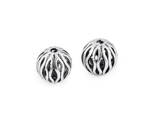 Kovový korálek ornament, barva 3 platina s patinou