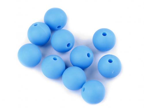 Silikonové korálky Ø12 mm, barva 3 (14) modrá světlá