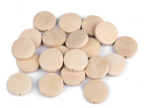 Dřevěné korálky nelakované Ø20 mm, barva přírodní sv.