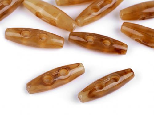 Plastový knoflík oliva 9x31 mm, barva 1 hnědá světlá