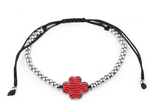 Náramek shamballa z nerezové oceli, barva 9 červená čtyřlístek