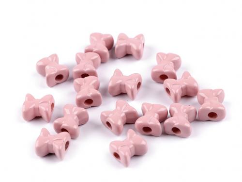 Plastové korálky mašle 12x13 mm, barva 2 pudrová
