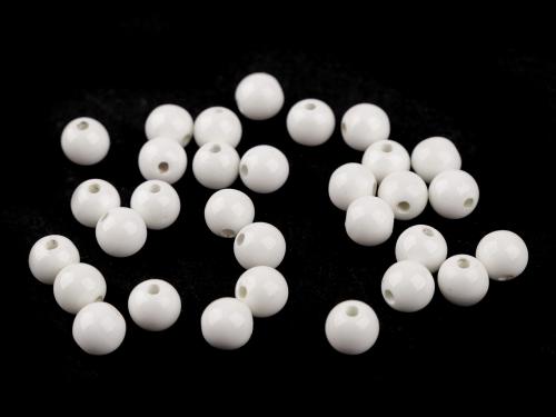 Porcelánové korálky Ø8 mm, barva 1 bílá