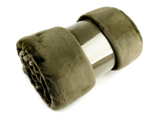 Prodloužená deka fleece 160x220 cm, barva 10 zelená khaki