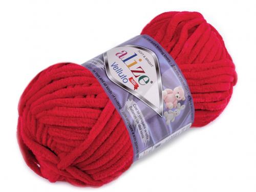 Pletací žinylková příze Alize Velluto 100 g, barva 6 (56) červená