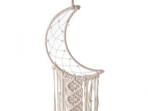 Dekorace měsíc macrame, barva 1 režná světlá