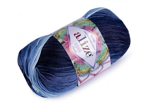 Pletací příze Miss Batik 50 g, barva 7 (3299) modrá