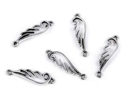 Ozdobný díl / přívěsek křídlo 9x32 mm, barva platina