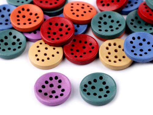 Dřevěný knoflík k vyšití, dalšímu dotvoření, barva mix