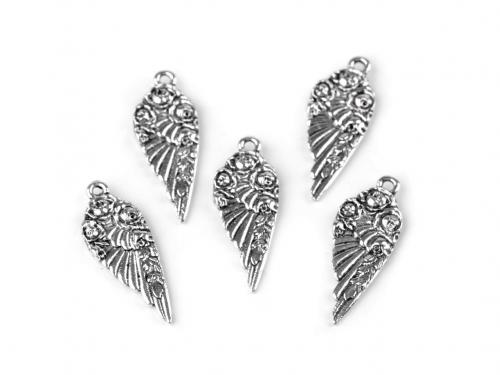 Přívěsek křídlo 12x31 mm, barva platina
