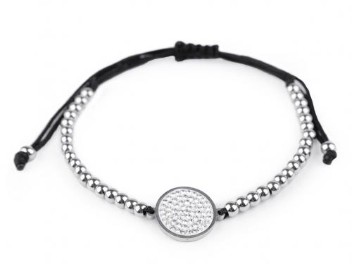 Náramek shamballa z nerezové oceli, barva 1 crystal