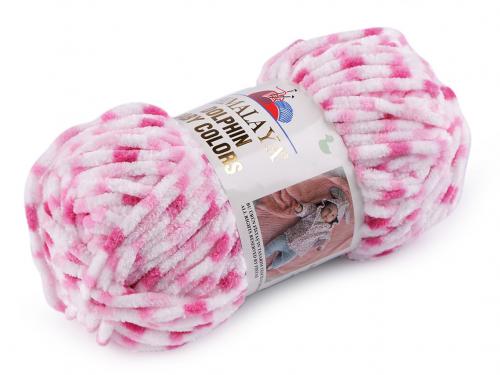 Pletací žinylková příze Dolphin Baby Colors 100 g, barva 4 (80414) bílá růžová