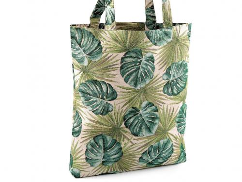 Taška gobelínová 38x42 cm, barva 4 zelená monstera