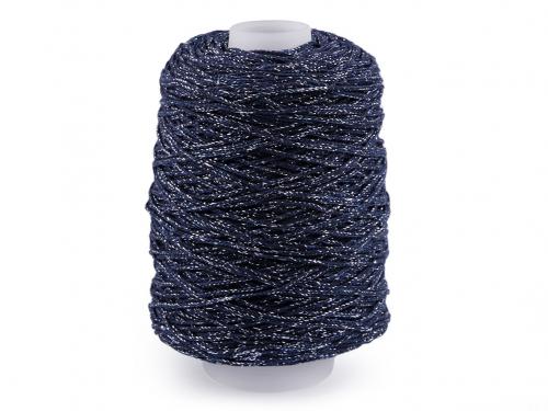 Pletací příze Chic s lurexem, macrame 300 g, barva 7 (21) modrá tmavá stříbrná