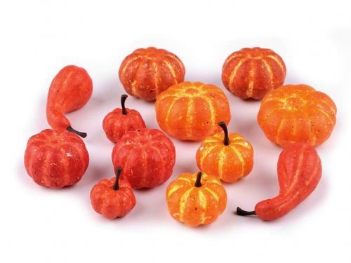 Umělé mini dýně, barva 2 oranžová dýňová