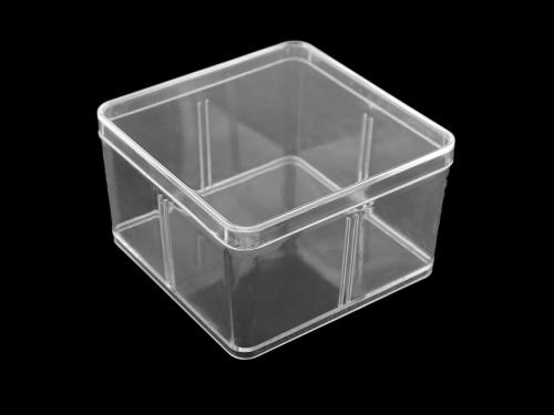 Plastová krabička / box s víkem 9,5x9,5x5,5 cm, barva transparent