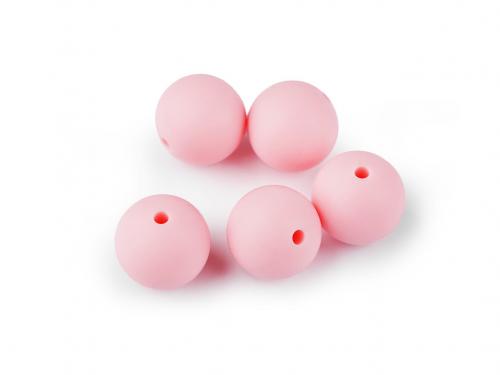 Silikonové korálky Ø15 mm, barva 1 (47) růžová sv.