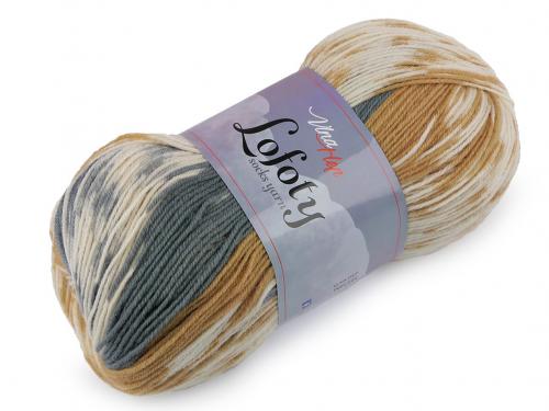 Pletací příze Lofoty samovzorovací / ponožkovka 100 g, barva 3 (7806) béžová nejsv.