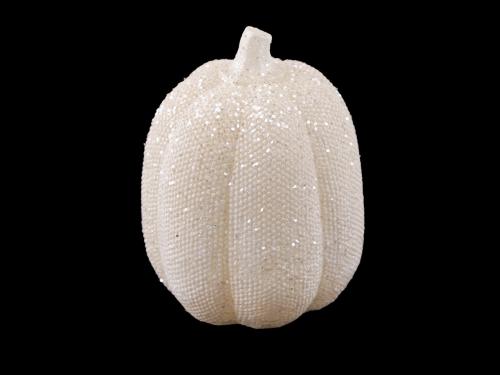 Svítící LED dýně s glitry, barva 2 bílá mléčná