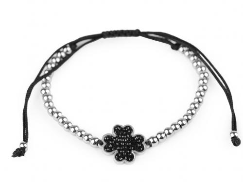 Náramek shamballa z nerezové oceli, barva 12 černá čtyřlístek