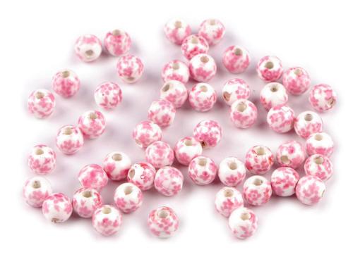 Prima-obchod Porcelánové korálky s květy Ø6 mm, barva 13 růžová
