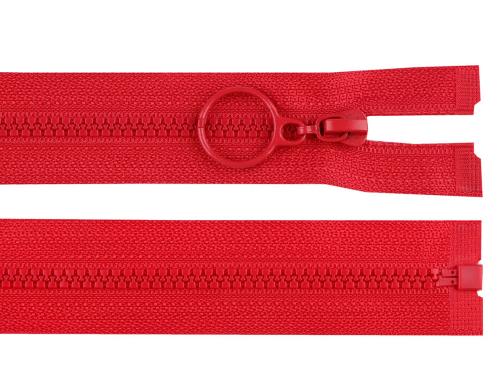 Prima-obchod Kostěný zip No 3 délka 50 cm s kroužkem, barva 148 červená