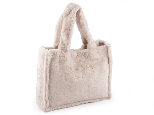Prima-obchod Kožešinová taška / kabelka 44x35 cm, barva 1 béžová světlá