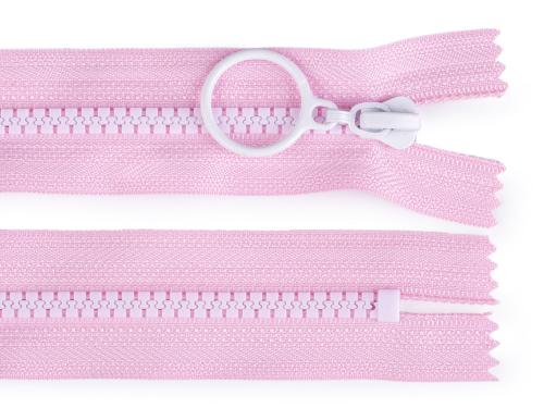 Prima-obchod Kostěný zip barevný No 5 délka 15 cm s ozdobným jezdcem, barva 4 (133) růžová sv. bílá