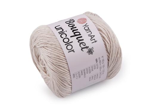 Prima-obchod Bavlněná pletací příze Bouquet Unicolor 100 g, barva 2 (3205) béžová světlá