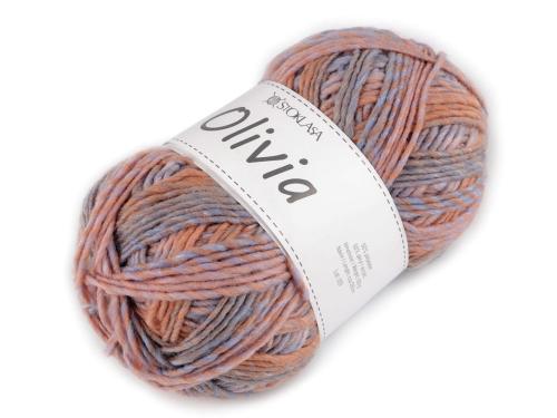 Prima-obchod Pletací příze Olivia melírovaná 100 g, barva 4 lososová tmavá modrá