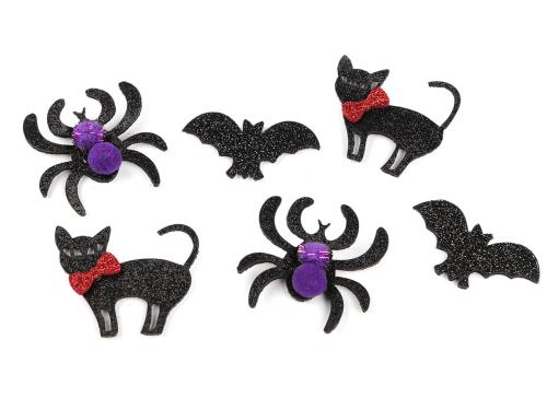 Prima-obchod Filcová kočka, netopýr a pavouk s glitry, Halloween, barva mix variant