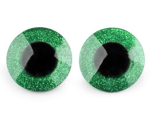 Prima-obchod Oči velké s glitry s pojistkou Ø40 mm, barva 5 zelená