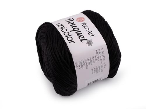 Prima-obchod Bavlněná pletací příze Bouquet Unicolor 100 g, barva 13 (3202) černá