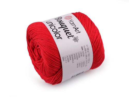 Prima-obchod Bavlněná pletací příze Bouquet Unicolor 100 g, barva 8 (3217) červená