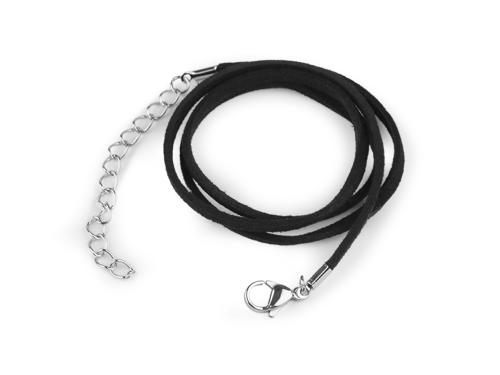 Prima-obchod Šňůrka z eko kůže s karabinkou z nerezové oceli délka 46 cm, barva 3 černá
