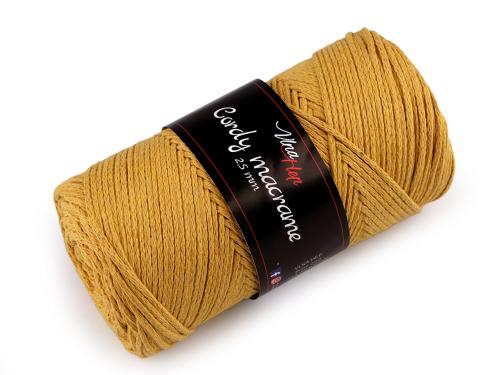 Prima-obchod Pletací příze Cordy Macrame 250 g, barva 12 (8190) hořčicová
