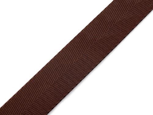 Prima-obchod Hladký oboustranný popruh s leskem šíře 25 mm, barva 14 hnědá