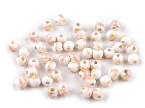 Prima-obchod Porcelánové korálky s květy Ø6 mm, barva 12 růžová nejsv.