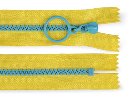 Prima-obchod Kostěný zip barevný No 5 délka 20 cm s ozdobným jezdcem, barva 14 žlutá modrá
