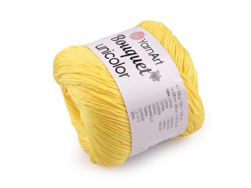 Prima-obchod Bavlněná pletací příze Bouquet Unicolor 100 g, barva 3 (3218) žlutá